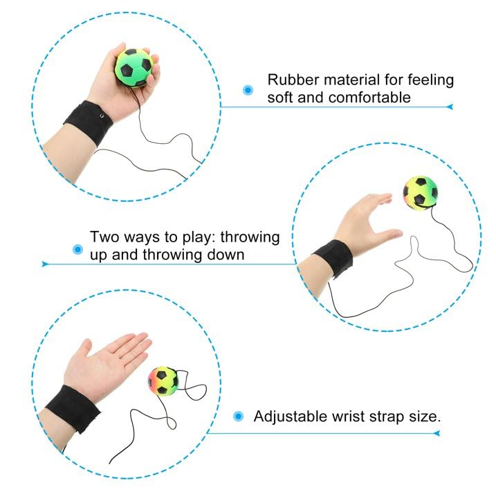 Jinshining Green Wrist Return Ball - Adjustable Bounce Back with String, Rubber Elastic Rebound Ball Finger Exercise Toy Activity and Play,Paddle with String