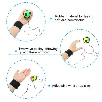 Jinshining Green Wrist Return Ball - Adjustable Bounce Back with String, Rubber Elastic Rebound Ball Finger Exercise Toy Activity and Play,Paddle with String
