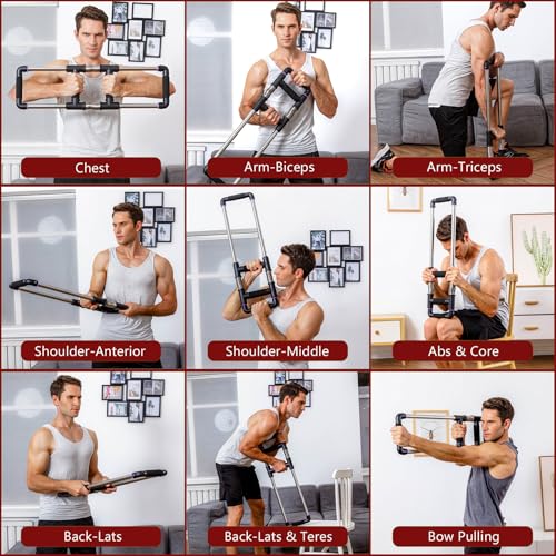 GoFitness Push Down Bar Chest Workout Equipment for Home Gym | Upper Body Strength Trainer for Chest, Arm, Shoulder, Back and Abs, Home Fitness Equipment
