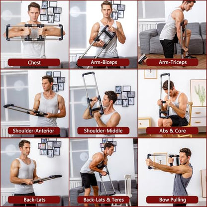 GoFitness Push Down Bar Chest Workout Equipment for Home Gym | Upper Body Strength Trainer for Chest, Arm, Shoulder, Back and Abs, Home Fitness Equipment