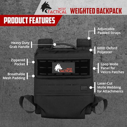 WOLF TACTICAL Weighted Backpack Rucking Backpack for Weight Plates Rucksack for Running Walking Strength Training