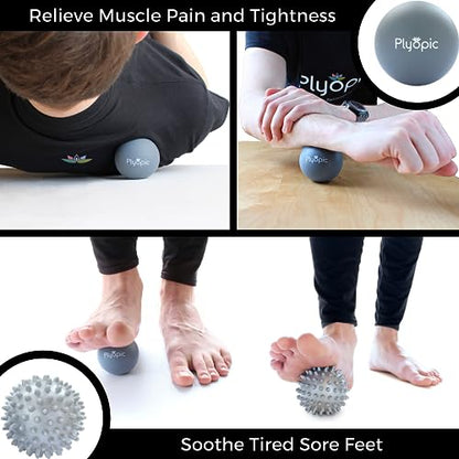 Plyopic. Massage Ball Set – for Deep Tissue Muscle Massage, Myofascial Release, Trigger Points, Mobility, Plantar Fasciitis - Eliminate Muscle Tension & Tightness in Your Back Neck Foot
