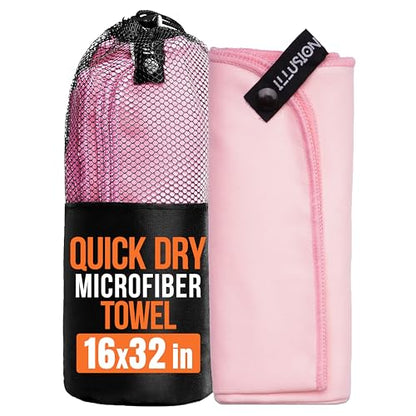 illusion Small Microfiber Gym Towels for Men and Women Active Sports (32" L x 16''W)-Lightweight Quick Dry Gym Towel for Sweat-Workout Towels Ideal for Yoga, Camping, Running, and Outdoor Activities