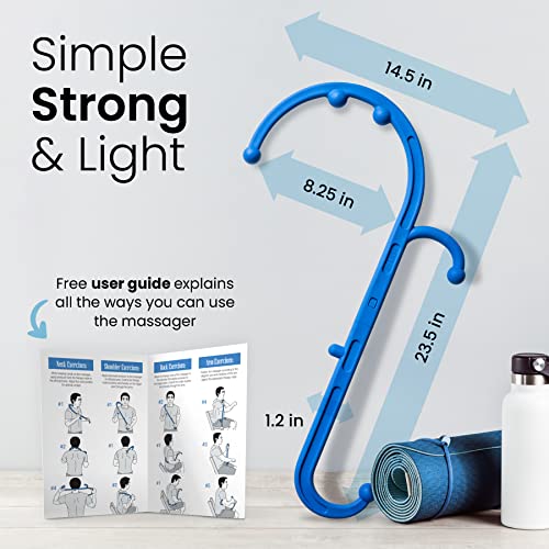 LiBa Back and Neck Massager - Trigger Point Massage Tools for Pain Relief and Manual Massage Hook Therapy Handheld Back Neck Shoulder Massager Blue - Gift for Women & Men - color: A. Blue