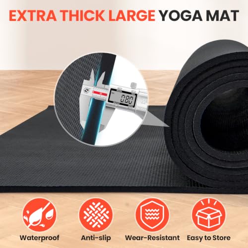 Stepwaver Extra Large Exercise Mat, 6'x4'/ 7'x5'/ 8'x5'/ 9'x5'/10'x5' (6mm) - size: 7'×5'×0.3"