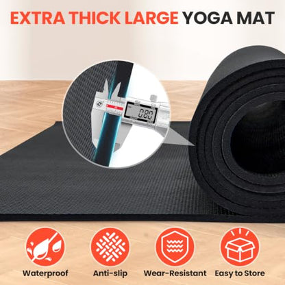 Stepwaver Extra Large Exercise Mat, 6'x4'/ 7'x5'/ 8'x5'/ 9'x5'/10'x5' (6mm) - size: 7'×5'×0.3"