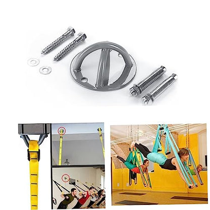 Happyyami Yoga Swing Hammock Gym Equipment for Home Yoga Swing Ceiling Mount Wall Anchor Bracket Steel Plate Gymnastic Ring Mount Bracket for Suspension Strap Trainer Rings Wall Hanging
