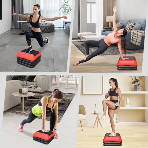 Prime Height-Adjustable Step Aerobics Platform Fitness Equipment Stepper Trainer Exercise Step Platform with 4 Riser
