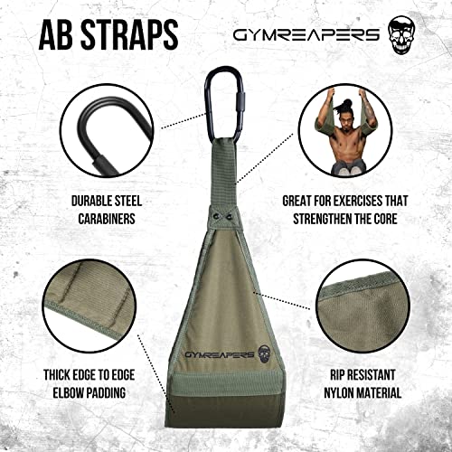 Gymreapers Hanging Ab Straps for Pull-Up Bar - Hang Bar Assist Strap & Strength Workout Equipment, Padded Adjustable Arm Supports with 2 Steel Carabiners for Leg Raises, Abdominal & Core Training