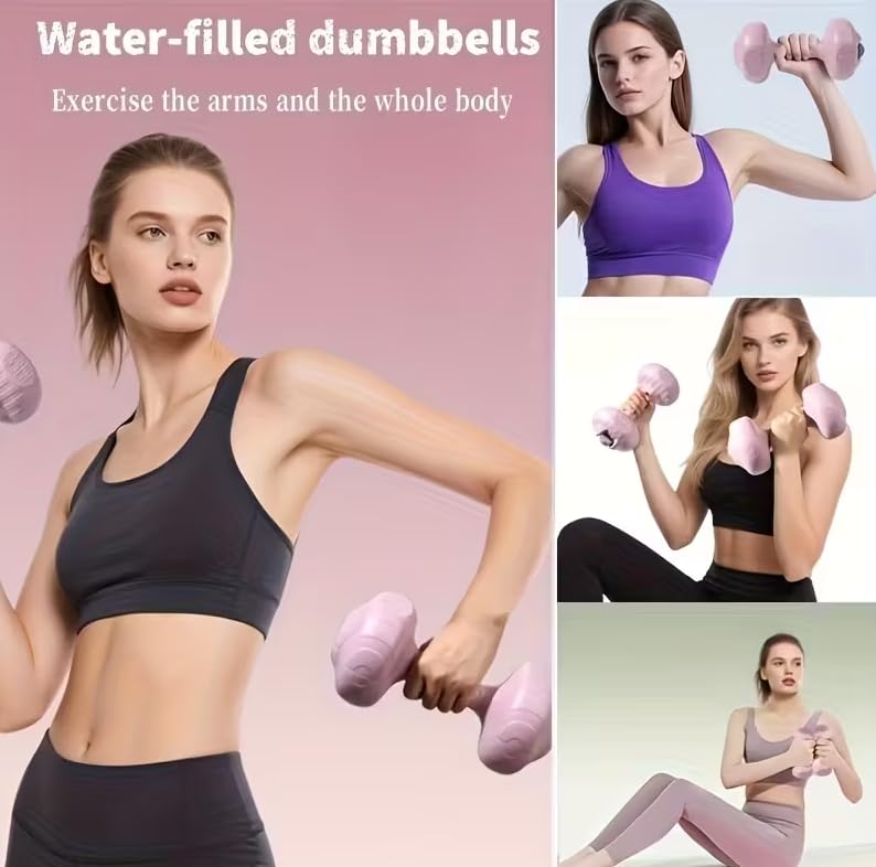 5-Piece Yoga and Fitness Set: Home fitness equipment Includes Resistance Bands, Hand Gripper, Jump Rope, 2pcs Water-Filled Dumbbells, and 1 Water-Filled Kettlebell, Entry-level Fitness set，christmas gifts，Holiday Gift,Gifts for Women & Men - color: Pink k
