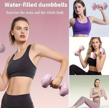 5-Piece Yoga and Fitness Set: Home fitness equipment Includes Resistance Bands, Hand Gripper, Jump Rope, 2pcs Water-Filled Dumbbells, and 1 Water-Filled Kettlebell, Entry-level Fitness set，christmas gifts，Holiday Gift,Gifts for Women & Men - color: Pink k
