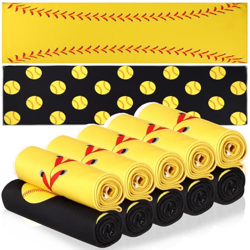 12 Pcs Softball Cooling Towels 30" x 9" Quick Dry Microfiber Sweat Towels for Workout, Gym, Running, Softball Teams Sports Fans Party Favors Gifts - style: Softball
