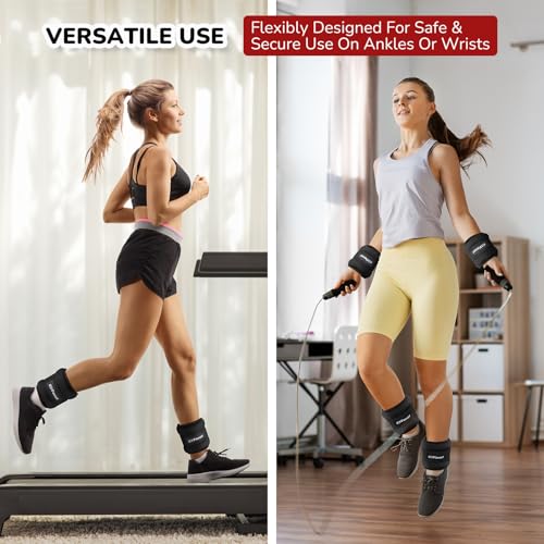 Ankle Weights for Women Men (1/2/3/4/6/8/10 lbs Pair), Wrist Weights Set Arm Leg Weights Weighted Hand Weight Wristbands for Yoga, Pilates, Running, Aerobics, Physical Therapy, Gym Fitness Workout - size: 8 lb Pair (4 lb Each)