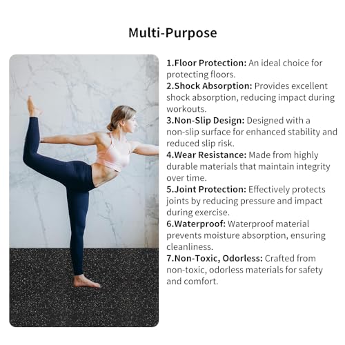 0.8in Thick 24 Sq Ft Gym Flooring for Home Gym, 6 Tiles Workout Exercise Equipment Mats, Rubber Top with EVA Foam, Interlocking Puzzle Floor Tiles for Fitness Room, Protective Flooring Mat - size: 0.8in