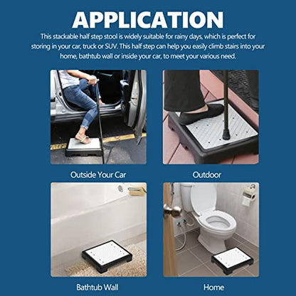 Anti Slip Step Stool Indoor/Outdoor Half Step Bath Shower Stackable Elderly Plastic High Riser Step Stool Aid Portable Stepping Stool for Household Garden High Beds