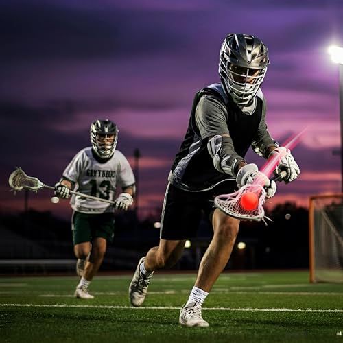 Glow in the Dark Lacrosse Ball | Official Size & Weight | 2 Pack | Night Practice & Training - color: Red