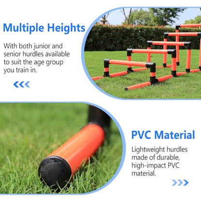 Height Adjustable Hurdles, Agility Training Hurdles Set, 5 Adjustable Height Hurdles with 360° Rotation, Perfect for Track and Football Speed Drills, Red