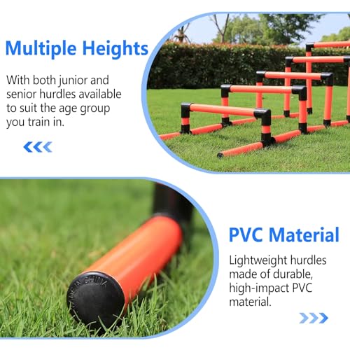 Hurdles Training Equipment for Track, Football Agility Training Equipment, 5 Pack Different Height Hurdles, 360° Rotation, Ideal for Athletic Jumping, Speed Drills (Red) - color: Red