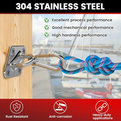 sprookber 304 Stainless Steel Pad Eye Snap Hook, M6 Ceiling Hook 800Lb,8Pcs - size: 2.3 inch, style: Rhombus