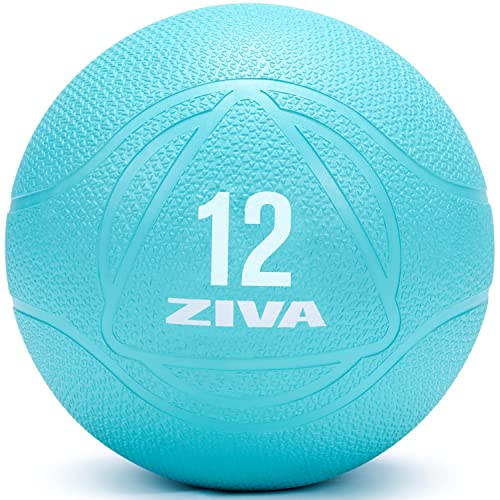 ZIVA Medicine Ball – Durable Rubber Weighted Ball with Easy-Grip Textured Shell for Core, Balance and Strength Training – Commercial Quality (Turquoise, 4–12 lb) - style: 12 Pounds