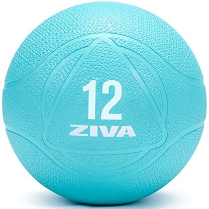 ZIVA Medicine Ball – Durable Rubber Weighted Ball with Easy-Grip Textured Shell for Core, Balance and Strength Training – Commercial Quality (Turquoise, 4–12 lb) - style: 12 Pounds