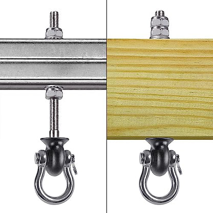 Dolibest Heavy Duty Swing Hangers, Stainless Steel 304 Swing Bolts, 180° Swing, Perfect for Playground, Porch, Yoga, Hammock Chair, Punching Bag - for Wood and Steel Beams, 7.67'' (4Pack) - color: Silver 7.67''-4pcs