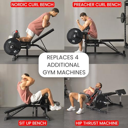Finer Form GLX Adjustable Weight Bench with Leg Extension and Curl Machine