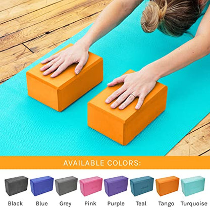 Sol Living Yoga Blocks 2 Pack High Density EVA Foam Yoga Cushion Stretching Pilates Meditation Exercise Equipment Support Deepen Poses Odor Free Non Slip Yoga Accessories - 4" x 6" x 9"- Tango - color: Tango