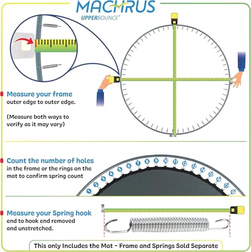 Upper Bounce Machrus Mini Trampoline Adults - Rebounder Exercise Fitness Kids Trampolines - Small Rebounder Durable Jumping Mat, Portable & Foldable - size: 12 ft - 80 V-Rings & 7" Springs