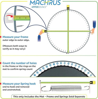 Upper Bounce Machrus Mini Trampoline Adults - Rebounder Exercise Fitness Kids Trampolines - Small Rebounder Durable Jumping Mat, Portable & Foldable - size: 12 ft - 80 V-Rings & 7" Springs