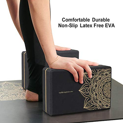 nuveti Yoga Blocks Set of 2, High Density Yoga Brick Foam Blocks to Improve Strength, Flexibility and Balance Brick Foam Blocks