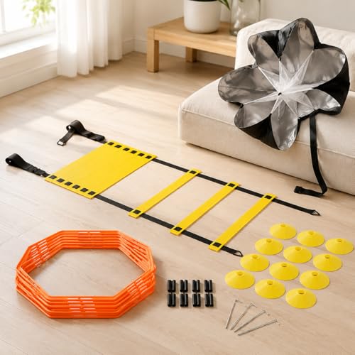 Agility Ladder Training Kit, Speed Ladder & Soccer Cones, for Basketball Training - style: Speed Agility Training Set III
