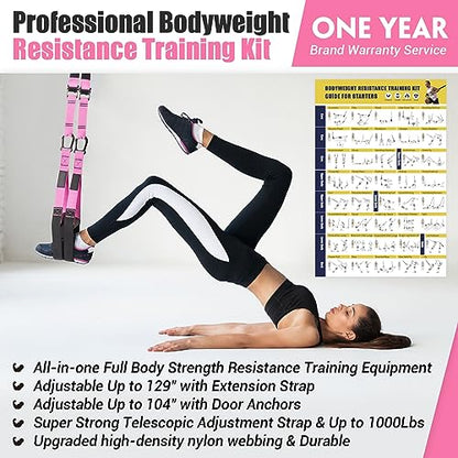 Home Resistance Training Kit, Resistance Trainer Exercise Straps with Handles, Door Anchor and Carrying Bag for Home Gym, Bodyweight Resistance Workout Straps for Indoor & Outdoor
