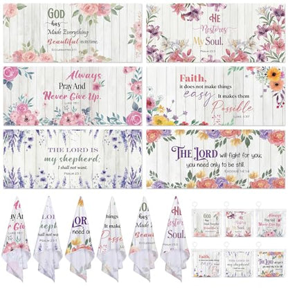12 Pcs Christian Cooling Towels Church Gifts for Women Ice Towel for Hot Weather Floral Pink Bow Design Religious Catholic Gift for Women Gym Yoga Travel Camping Running Outdoor(Floral)