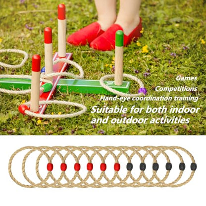 12 Pack Sisal Rope Ring Toss Game Replacement Parts for Adults and Kids, Outdoor Toss Rings for Agility Practice and Speed Game and Yard Games and Lawn Games for Party (Red and Black)
