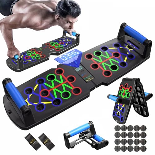 Push Up Board with Smart Counter, Foldable Home Workout Equipment for Men, Portable Pushup Board with Non-Slip Handles for Chest, Shoulders, Back & Triceps Training