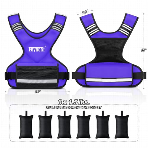 Feyachi Adjustable Weighted Vest, 3-32lb Vest with 6 Ironsand weights - color: Purple, size: 3-12 lbs