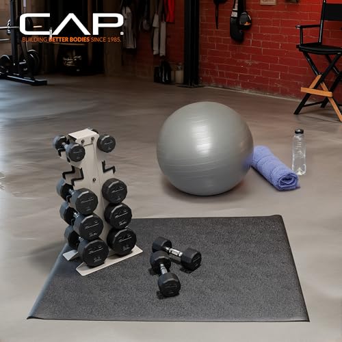 Cap Exercise Equipment Mat for Treadmill, Fitness Equipment Mat, Home Gym Floor Protection, Black, Pebble Design | Multiple Sizes