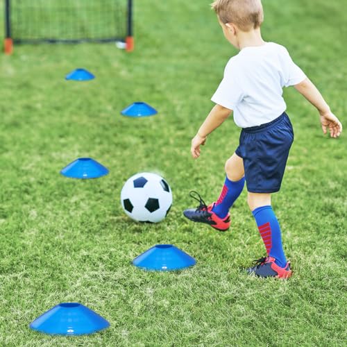 GHB Soccer Cones 25/50/100 Pack Disc Soccer Sport Cones Training Field Marker Agility Cones for Traffic, Basketball, Coaching, Practice Equipment Includes Cone Drills Guide