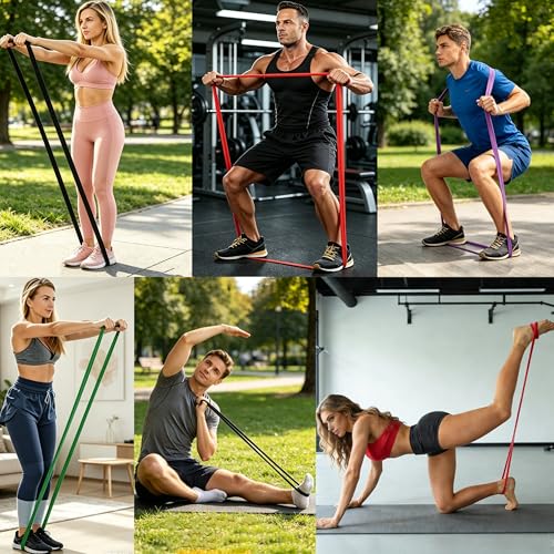 Resistance Bands, Pull Up Assistance Bands, 5-Level Heavy Duty Exercise Bands for Working Out, Stretch Workout Bands for Men & Women, Fitness Elastic Bands for Home Gym & Physical Therapy