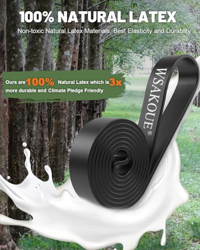 Pull Up Bands, Resistance Bands Set, Exercise Workout Bands for Men & Women, Ideal for Body Stretching, Physical Therapy and Muscle Training - color: Dark Black