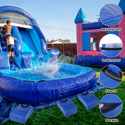 5 Pack Waterproof Sandbags with Handles, Heavy-Duty 50lb Capacity Vinyl Anchor Weights, Training Sand Sack for Securing Inflatable Bounce Houses, Water Slides, Tents & Backyard Parties(Blue)