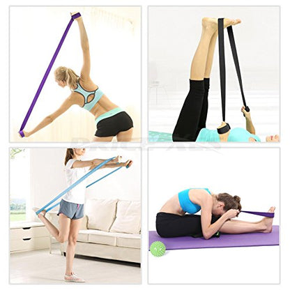 Yoga Strap – Sturdy Cotton Exercise Straps 6FT Straps - Adjustable D-Ring Buckle Gives Stretching Flexibility For Yoga Stretching & General Fitness Physical Therapy Pilates Gym Workouts - color: black