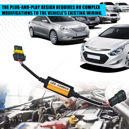 Car LED CAN Bus Decoder, 9005 Load Resistor Turn Signal Harness Adapter, Anti-Flicker Error Decoder Resistor Universal for LED Headlight Tail Light Conversion Kit (9005/9006, 2PCS) - size: 9005