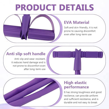 21 Fitness Resistance Bands-6 Tube Pedal Ankle Puller, Multifunction Tension Rope, Pedal Resistance Band with Handle Sit Up Exercise Equipment Home Gym Tummy Trainer for Men Women (Size:8 Tube)