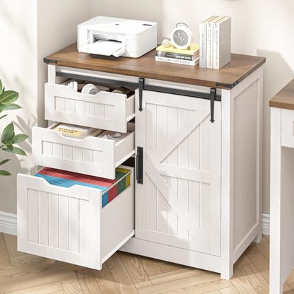 Vabches Lateral Filing Cabinets with Adjustable Shelf, Off White - color: Off White, size: 3 Drawers
