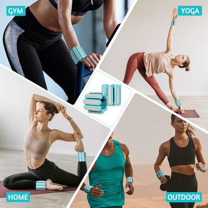 SOLY Wrist Ankle Weights for Women, Wearable Strong Arm & Leg Weights,Adjustable Wrist Weighted Bracelet for Yoga,Aerobics,Barre,Dance,Set of 2 (0.5LB Each)