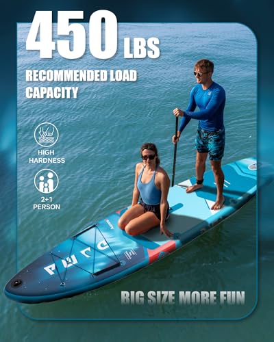DAMA Stand Up Paddle Board for 2+1 People and Pets, Extra Wide All-Around Stable Design for Beginners, Family Use on Lakes, Rivers & Coastal Waters, 450 lbs Capacity, 11'6" x 34" x 6" - color: blue 11'6"*34"*6"