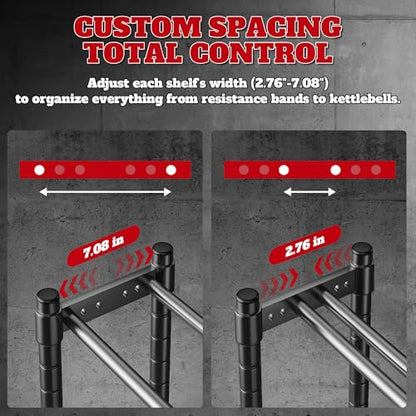Sturdy Dumbbell Rack for Home Gym Storage | Adjustable Tiered Weight Rack | 3-Tier Metal Black Powder-Coated | Ideal for Dumbbells, Kettlebells, and Medicine Balls Storage