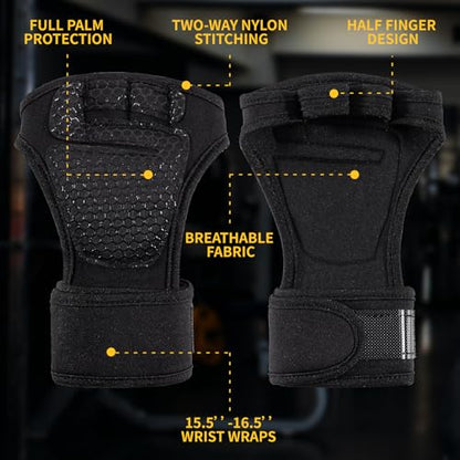Gym Gloves for Men Women, Padded Weightlifting Wrist Wrap Workout Exercise Glove